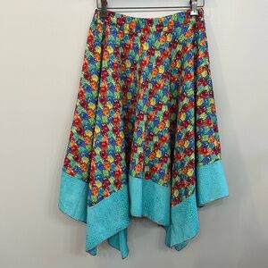 Rainbow Cat Print Handmade Skirt Crazy Cat Lady Shark Hem Elastic Waist Size S-M